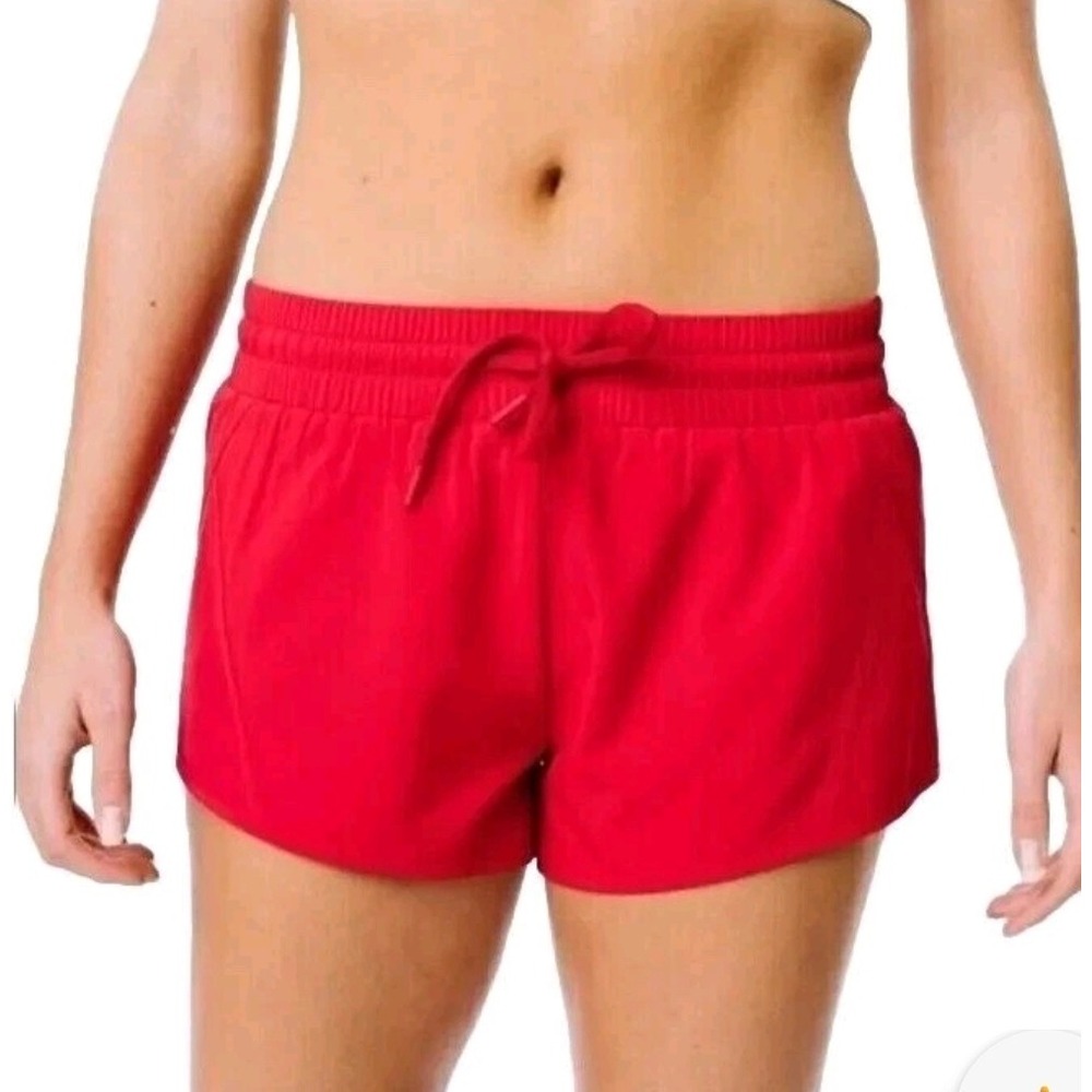 ZYIA Red Velocity Shorts Women Sz XXL Built In Liner Zip Pocket Stretch Running